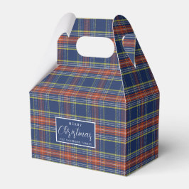 Caja Para Regalos Naranja de quemaduras azules clásicas Tartán Plaid