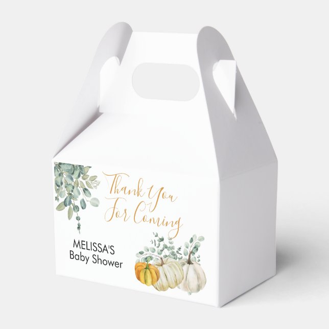 Caja Para Regalos Naranja de roya otoño de calabaza blanca verde gra (Front Side)