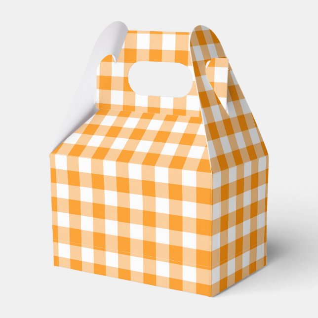 Caja Para Regalos Naranja Gingham Favor Box (Front Side)