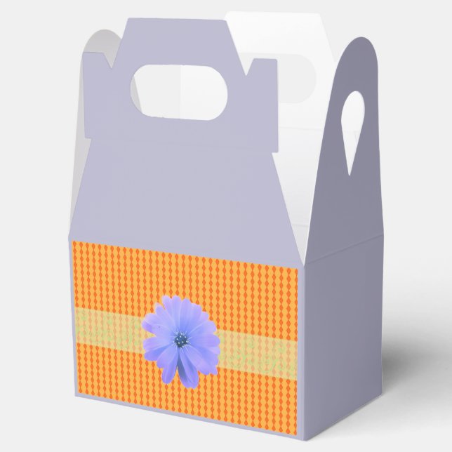 Caja Para Regalos Naranja Mini patrón de diamante con flor (Abierto)