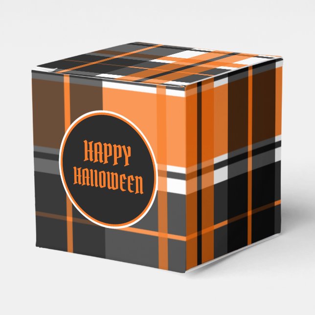 Caja Para Regalos Naranja negro de Halloween y tostado blanco (Costado Anverso)