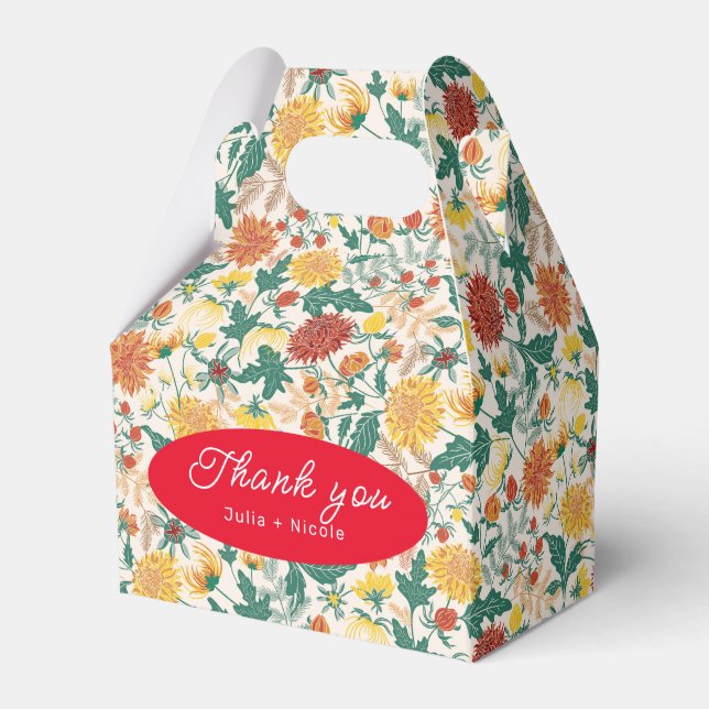 Caja Para Regalos Naranja Pastel Primavera Amarilla Dahlia Boda (Front Side)