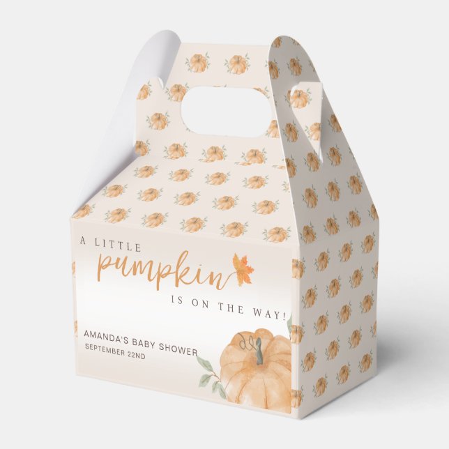 Caja Para Regalos Naranja Pequeña Calabaza Otoño Cae Baby Shower (Front Side)