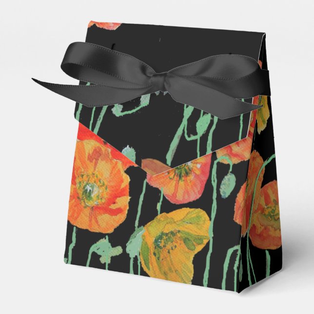 Caja Para Regalos Naranja Poppy Boda Floral Cake Favorito Box (Front Side)