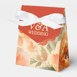 Caja Para Regalos Naranja quemado Boda floral otoño