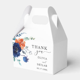 Caja Para Regalos Naranja quemado por la Marina Elegante Boda de Caí