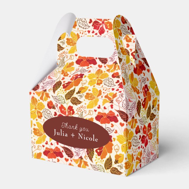 Caja Para Regalos Naranja quemado Tropical Hibiscus Florals Boda (Front Side)