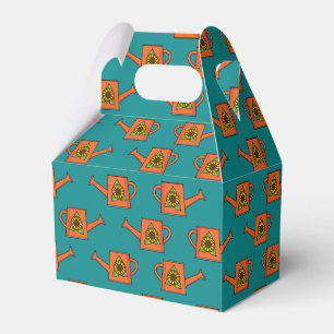 Caja Para Regalos Naranja regando lata con girasol