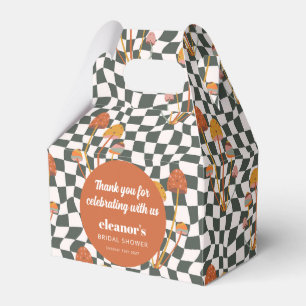 Caja Para Regalos Naranja Retro Checker Champiñón Ducha Nupcial Pers