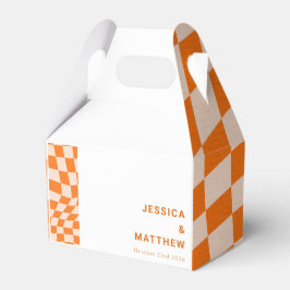 Caja Para Regalos Naranja Retro Groovy Comprobación abstracta Person