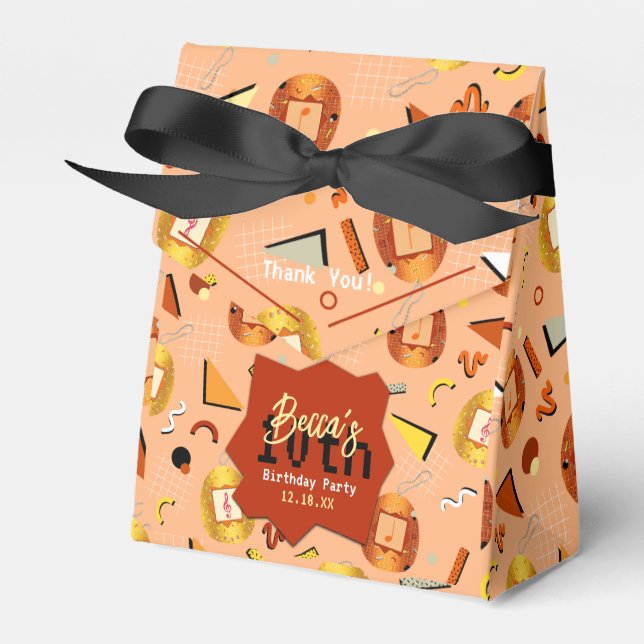 Caja Para Regalos Naranja retro Tamagotchi Cumpleaños (Front Side)