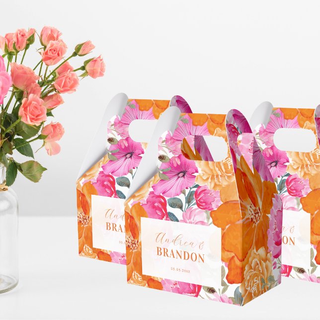 Caja Para Regalos Naranja rosa claro Boda de nombre floral de jardín (Subido por el creador)