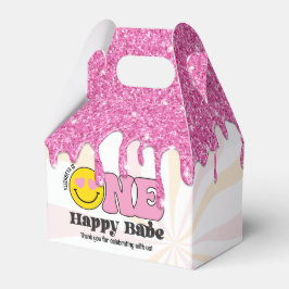 Caja Para Regalos Naranja Rosa Retro Un Bebé Feliz Cumpleaños 1