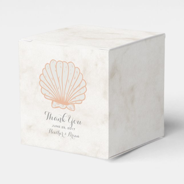 Caja Para Regalos Naranja Rustic Seashell Boda (Costado Anverso)
