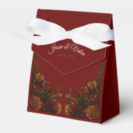Caja Para Regalos Naranja Rústico Caída Roja Elegante Boda Gótico