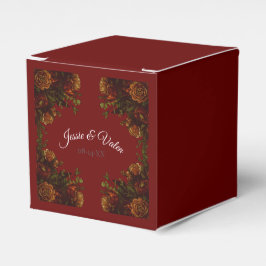 Caja Para Regalos Naranja Rústico Caída Roja Elegante Boda Gótico