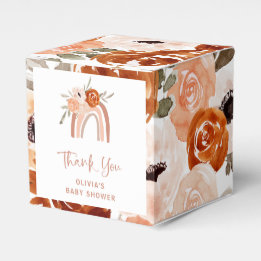Caja Para Regalos Naranja Terracotta Boho | Baby Shower arcoiris
