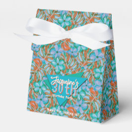 Caja Para Regalos Naranja Tropical y Cumpleaños Floral Azul