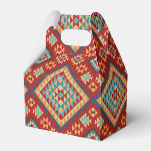 Caja Para Regalos Naranja Verde azulado azul rojo Patrón kilim orien