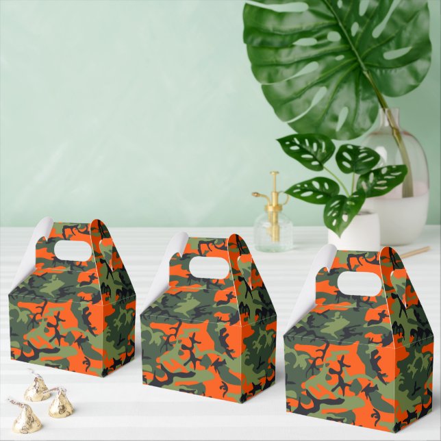 Caja Para Regalos Naranja y Camuflaje Verde, Ejército (Múltiple)