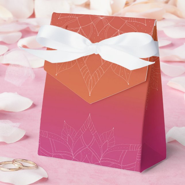 Caja Para Regalos Naranja y rosa Bright Ombre Mandala Boda (Boda)