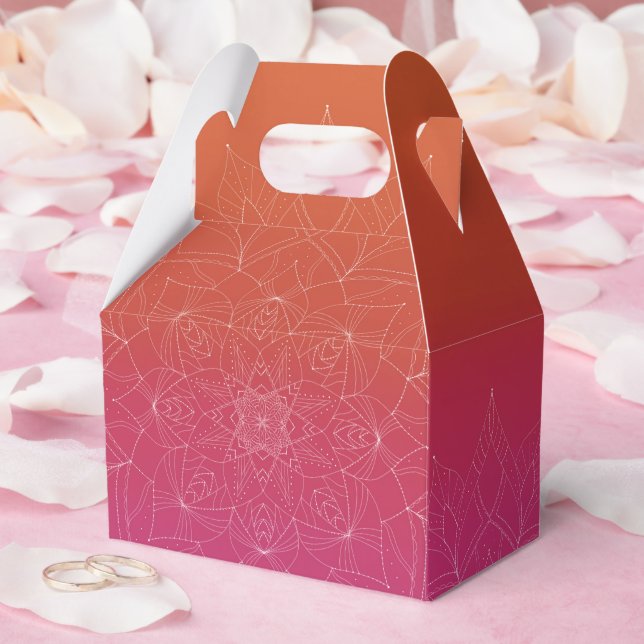 Caja Para Regalos Naranja y rosa Bright Ombre Mandala Boda (Boda)