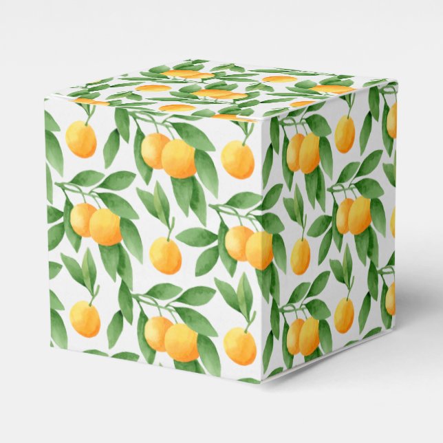 Caja Para Regalos Naranjas acuarelas o patrones de mandarinas (Costado Anverso)