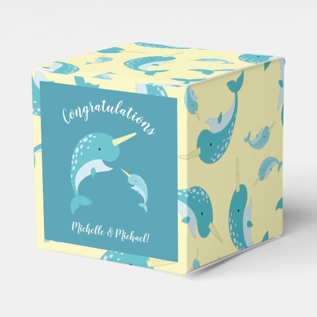 Caja Para Regalos Narwhal Baby Shower (Costado Anverso)
