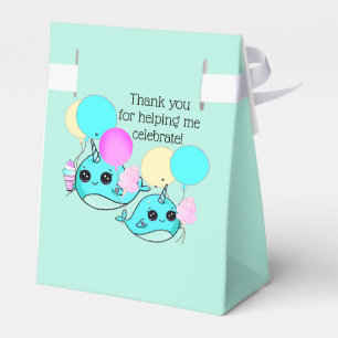 Caja Para Regalos Narwhal lindo, fiesta de cumpleaños de los globos