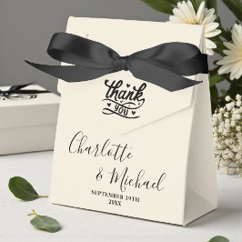 Caja Para Regalos Natural White Script Minimalist Wedding