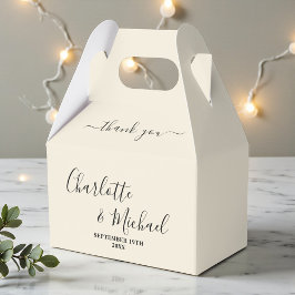 Caja Para Regalos Natural White Script Minimalist Wedding Thank You