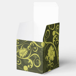 Caja Para Regalos Naturaleza negra y verde Patrón floral ilustrado