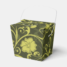 Caja Para Regalos Naturaleza negra y verde Patrón floral ilustrado