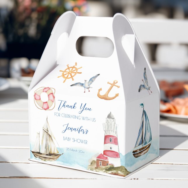 Caja Para Regalos Náutica marina tema de vela niño ducha bebé (Nautical marine sailing theme boy baby shower favor box)