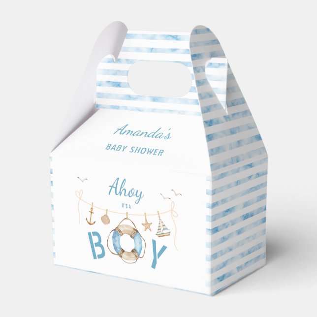 Caja Para Regalos Nautical Ahoy es un niño Baby Shower (Front Side)