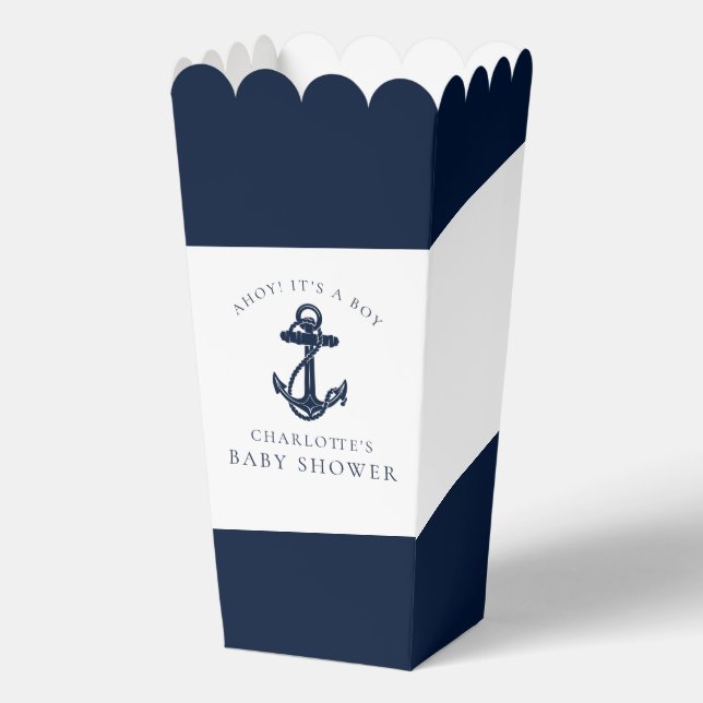 Caja Para Regalos Nautical Anchor Modern Boy Baby Shower (Anverso)