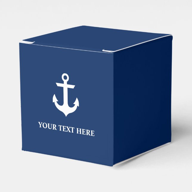 Caja Para Regalos Nautical Anchor Navy Blue Personalizada (Costado Anverso)