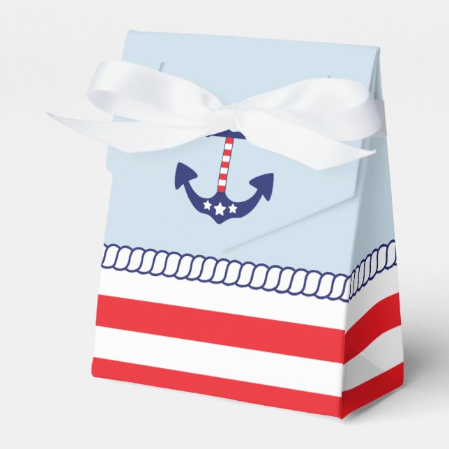 Caja Para Regalos Nautical Baby Shower Patriotic Anchor Gracias (Front Side)