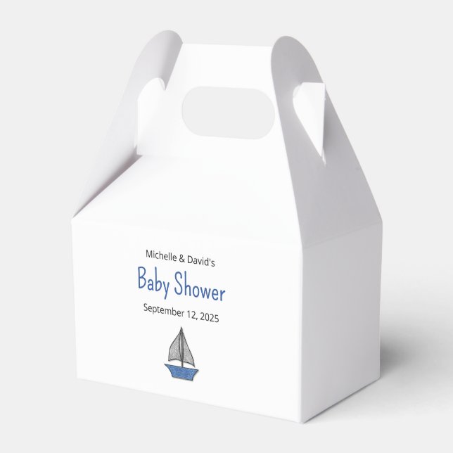 Caja Para Regalos Nautical Cute Sailboat Boy Couples Baby Shower (Front Side)