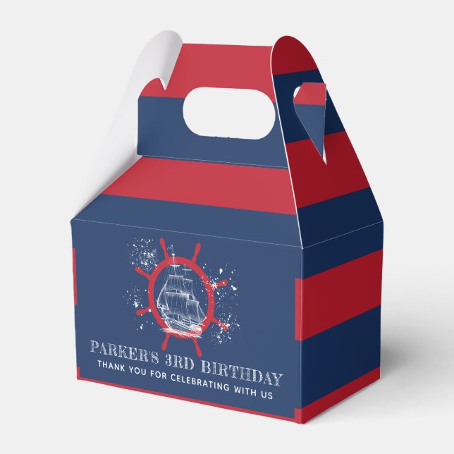 Caja Para Regalos Nautical Sailboat Birthday Blue (Front Side)