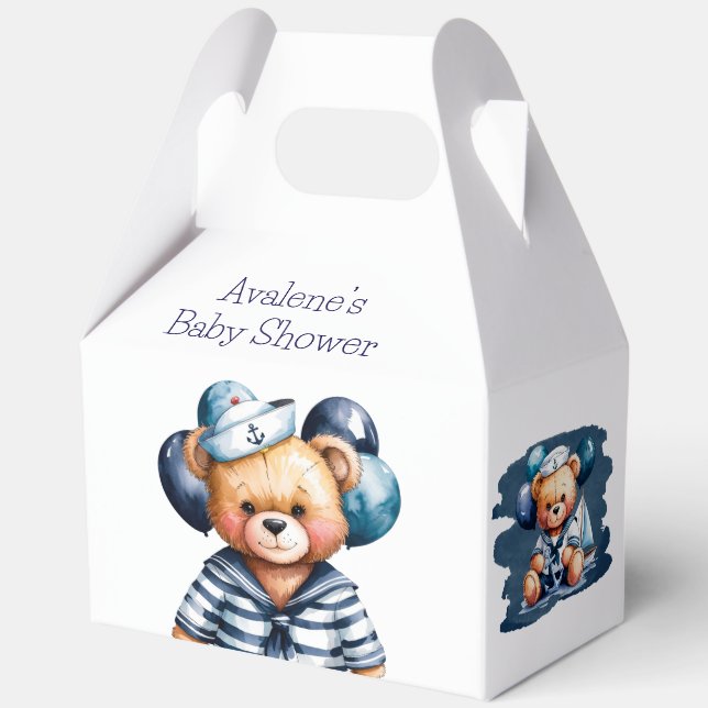 Caja Para Regalos Nautical Teddy Bear Delight Boy Baby Shower (Reverso )