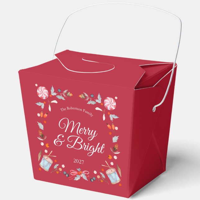 Caja Para Regalos Navidad Alegre y Brillante (Anverso)
