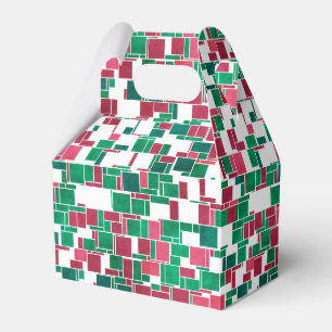 Caja Para Regalos Navidad Mondrian Rojo y Verde Moderno y Audaz