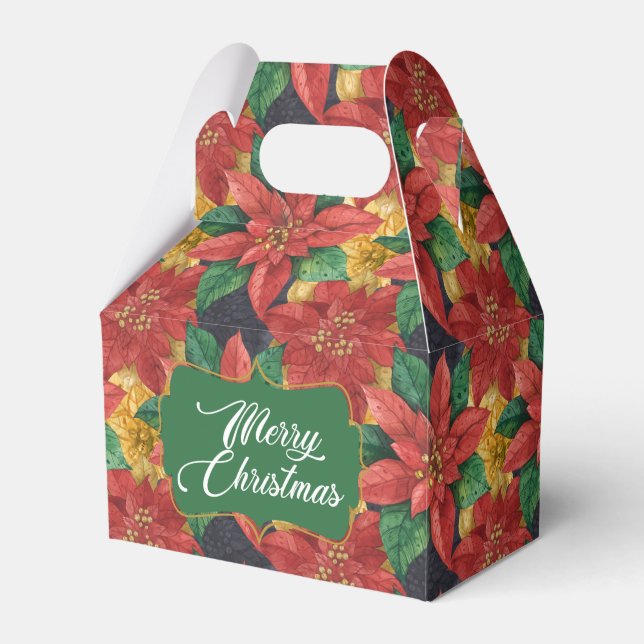 Caja Para Regalos Navidad Star Poinsettia Favor Box (Front Side)