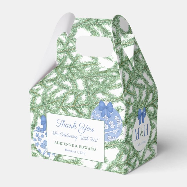 Caja Para Regalos Navidades Boda Ducha Elegante Balbuceo Blanco Azul (Front Side)