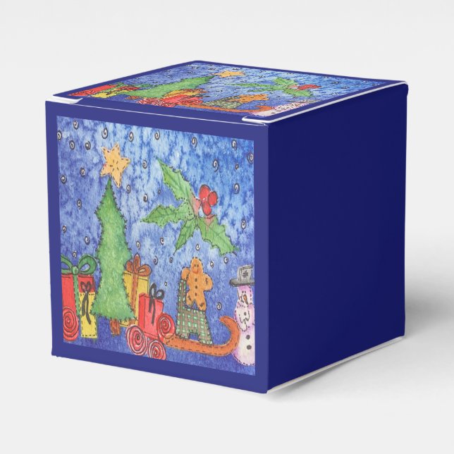 Caja Para Regalos Navidades caprichosos saludan la pintura acuarela (Costado Anverso)