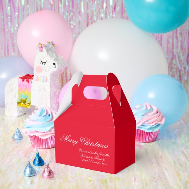 Caja Para Regalos Navidades Clásicos Elegante Script Family Name Red (Fiesta)