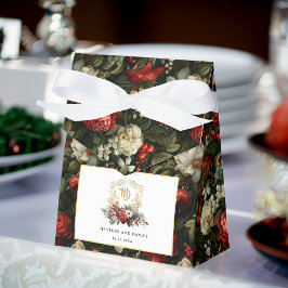 Caja Para Regalos Navidades clásicos Escudo floral Monograma Boda
