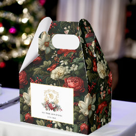 Caja Para Regalos Navidades clásicos Escudo floral Monograma Boda