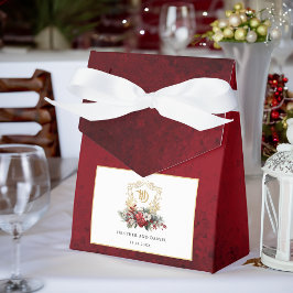 Caja Para Regalos Navidades clásicos Escudo floral Monograma Boda